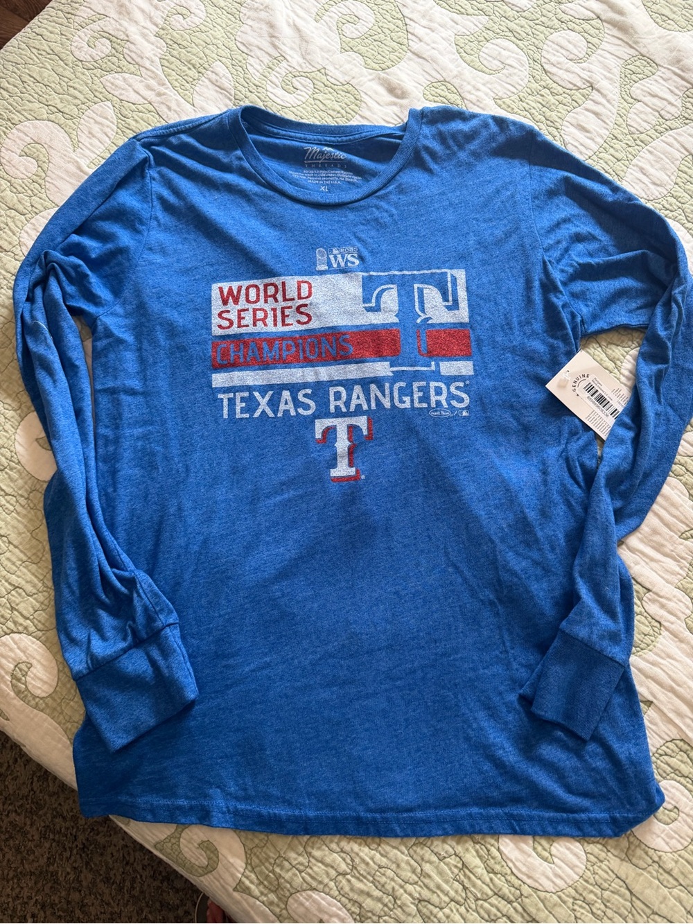 Majestic Texas Rangers Blue Long-Sleeve World Series Tee